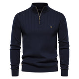 Men’s Half-zip Knitted Sweater – Casual Stand Collar Long-sleeve Pullover for Fall & Winter