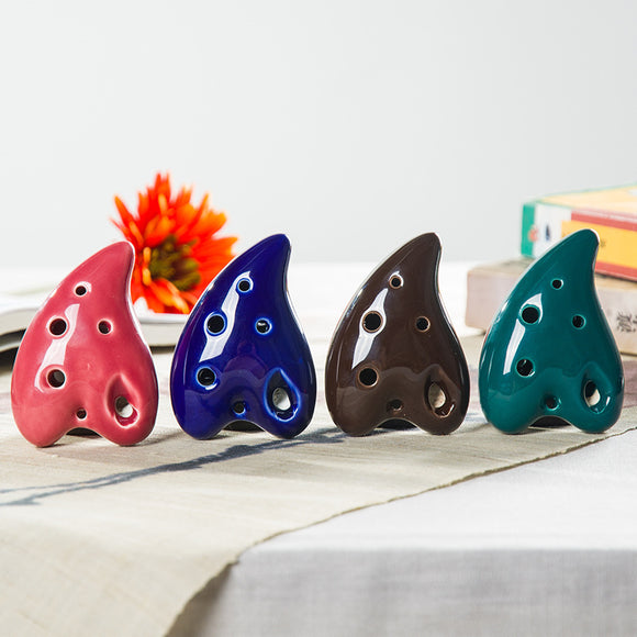 Colour Glaze Heart-shaped Porcelain Flute