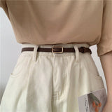 Retro Small Female Black Simple Thin Belt