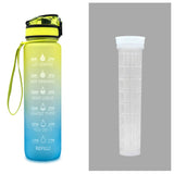 Tritan Water Bottle with Time Marker Bounce Cover, Motivational Water Bottle with Leakproof Lid for Sports Cycling and Outdoors