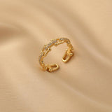 Women's Simple Vachette Clasp Fashion Adjustable Chain Hollow Opening Ring