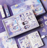 Purple Fairy Tale Notebook Gift Box with Stickers, Tape & Handbook Set