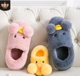 Winter cute cartoon kids cotton shoes for babies, small yellow duck cotton slippers for children