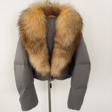 Fox Fur Collar Thick Short Down Jacket