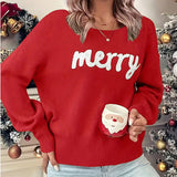 Women’s Knitted Crew Neck Sweater – Loose Pullover Jumper, Elegant and Warm, Trendy Spring/Christmas Wear
