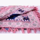 Ethnic Style Jacquard Square Scarf with Fringe