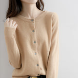 New Thin Round Neck Cardigan Sweater, Short Outer Tops