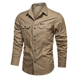 Military Style Plus-size Utility Long-sleeve Shirt