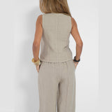 Summer Vest Suits, V-neck Bottom Sleeveless Top and Loose Straight Trousers, Casual Women's Clothing