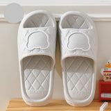 Rhombus Design Bear Slippers, Indoor Non-slip Thick Soles, Bedroom Bathroom Slippers for Women and Men, Cute House Flats