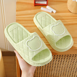 Rhombus Design Bear Slippers, Indoor Non-slip Thick Soles, Bedroom Bathroom Slippers for Women and Men, Cute House Flats
