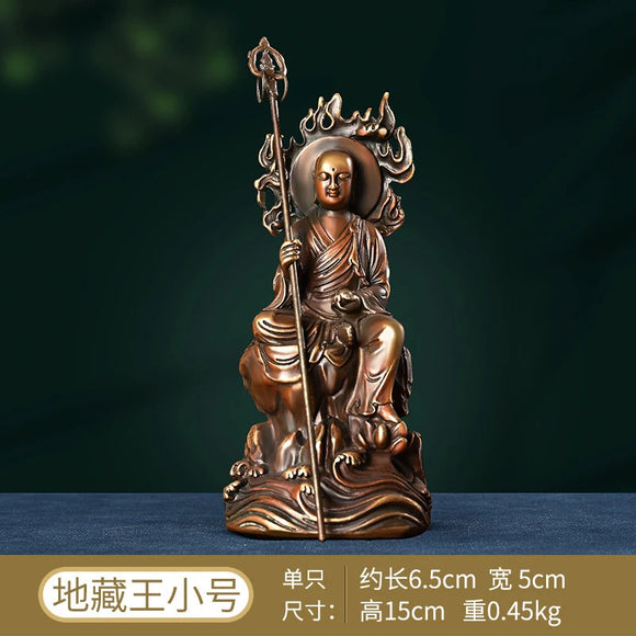 Pure Copper Tibetan King Buddha Statue Model with Flame Ornaments