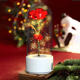 Creative 2-in-1 Rose Flowers LED Light, Bluetooth-compatible Speaker Valentine's Day Gift, Rose Luminous Night Light, Ornament in Glass Cover