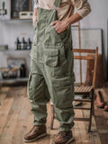 European and American Style Reverse Master Straight Multi-pocket Workwear Cargo Suspender Pants