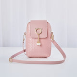 Mobile Phone Bags Women's Woven Pearl Tassel Cover Type Crossbody Shoulder Bag