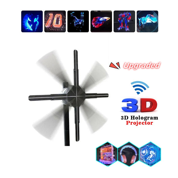 Upgraded Naked Eye, 3D Holographic Advertising Machine Fan, Screen Support Lmage Video Store, Bar Party Advertising Display