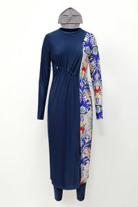 Hot Spring Split Color Matching Printing Suit, Surfing Diving Muslim Burkini Conservative Swimwear