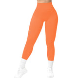 High Waist Seamless Leggings, Threaded Knitted Fitness Solid Women's Slimming Yoga Pants, Elastic Running Sports Tights