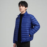 Plus-size Men's Solid Color, Simple Stand-up Collar, Slim-fit Warm Cotton Puffer Jacket
