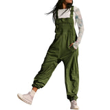 Women’s Cargo Bib Overalls – Tapered Fit Suspender Jumpsuit Casual Workwear