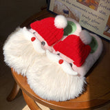 Cute Christmas Santa Claus Home Slippers, Winter Warm Indoor, Non-slip Floor Plush Shoes for Unisex
