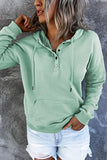 Long-sleeved Hooded Sweatshirt with Pockets, Fashion Casual Button Drawstring Design Hoodie Top, Spring and Autumn Sports Clothing for Women