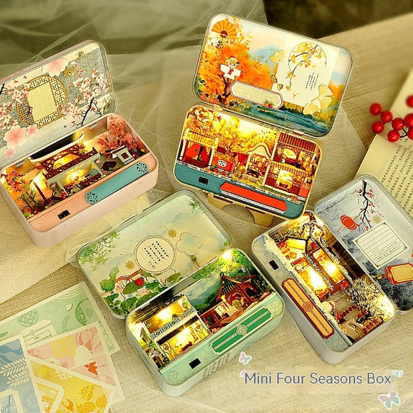 Handmade Model Toy, DIY Iron Box with Light Doll House
