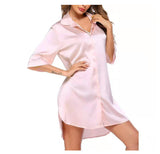 Solid Color Silky Shirt for Home Wear