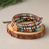 Couple Bracelet with Natural Stones – Handwoven Multi-layer Tree of Life Design