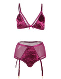 European and American, Plus Size Underwear, Three-point Bra Garter Set