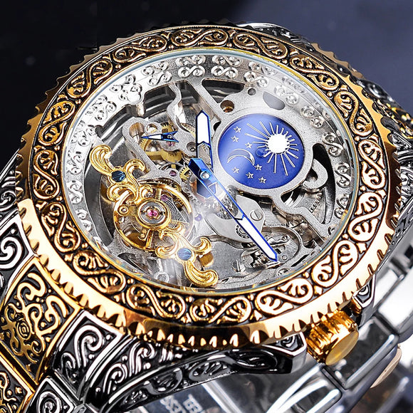 Forsining Skeleton Carved Tourbillon, Mechanical Luxury Men's Wristwatch