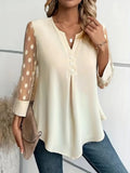 Spring and Summer Mesh Sleeves Button Shirt for Women