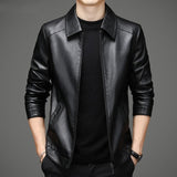 Thin Fleece-lined Soft Leather Jacket for Youths