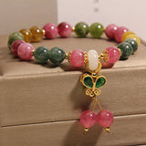 Natural Jade Color Tourmaline Butterfly Pendant Bracelet for Women