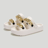 Chains Thick-soled Slippers for Women, Indoor Floor House Shoes, Summer Outdoor Eva Sandals, Two-wearing Beach Shoes