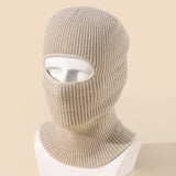 Single Hole, Solid Color Acrylic Mask, Knitted Hat