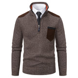 Men’s Half-zipper Stand Collar Sweater – Thick Knit Pullover for Cold Weather