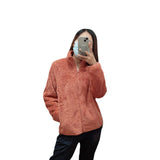 Coral Fleece Cardigan, Stand Collar Jacket, Warm Coat for Women