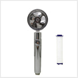 Propeller Driven Shower Head with Stop Button and Cotton Filter Turbocharged High Pressure Handheld Shower Nozzle