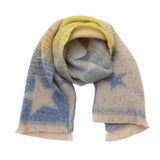 Women’s Gradient Star Scarf – Jacquard Knit Autumn Winter Circle Neck Wrap