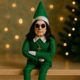 Fashion Ozzy Christmas Elf Doll – Musical Plush Ornament, Classic Sitting Posture for Xmas Tree Decoration