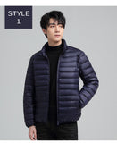 Plus-size Men's Solid Color, Simple Stand-up Collar, Slim-fit Warm Cotton Puffer Jacket