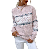 Women’s Winter Snowflake Knit Sweater – Half Turtleneck Christmas Pullover