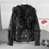 Fur Integrated Short Chic, New Sheepskin Collar Rabbit Fur Warm Coat