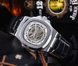 Barrel-shaped Leather Belt, Men's Waterproof Mechanical Watch