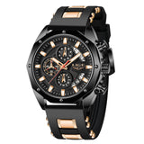 Fashion Men's Watches, Top Brand Luxury Silicone Sports Quartz Date Clock, Waterproof Chronograph Wristwatch