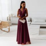 Women's Clothing, Solid Color V-neck Formal Dress