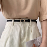Retro Small Female Black Simple Thin Belt