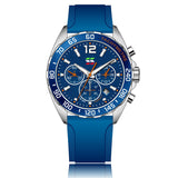 Rubber Strap Quartz Fashion Clock, Six-pin Timing Sports Watch