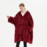 Plus Size Robe Winter Wearable Blanket Sweatshirt, Women and Men's Warm and Cozy Giant Blanket Hoodie